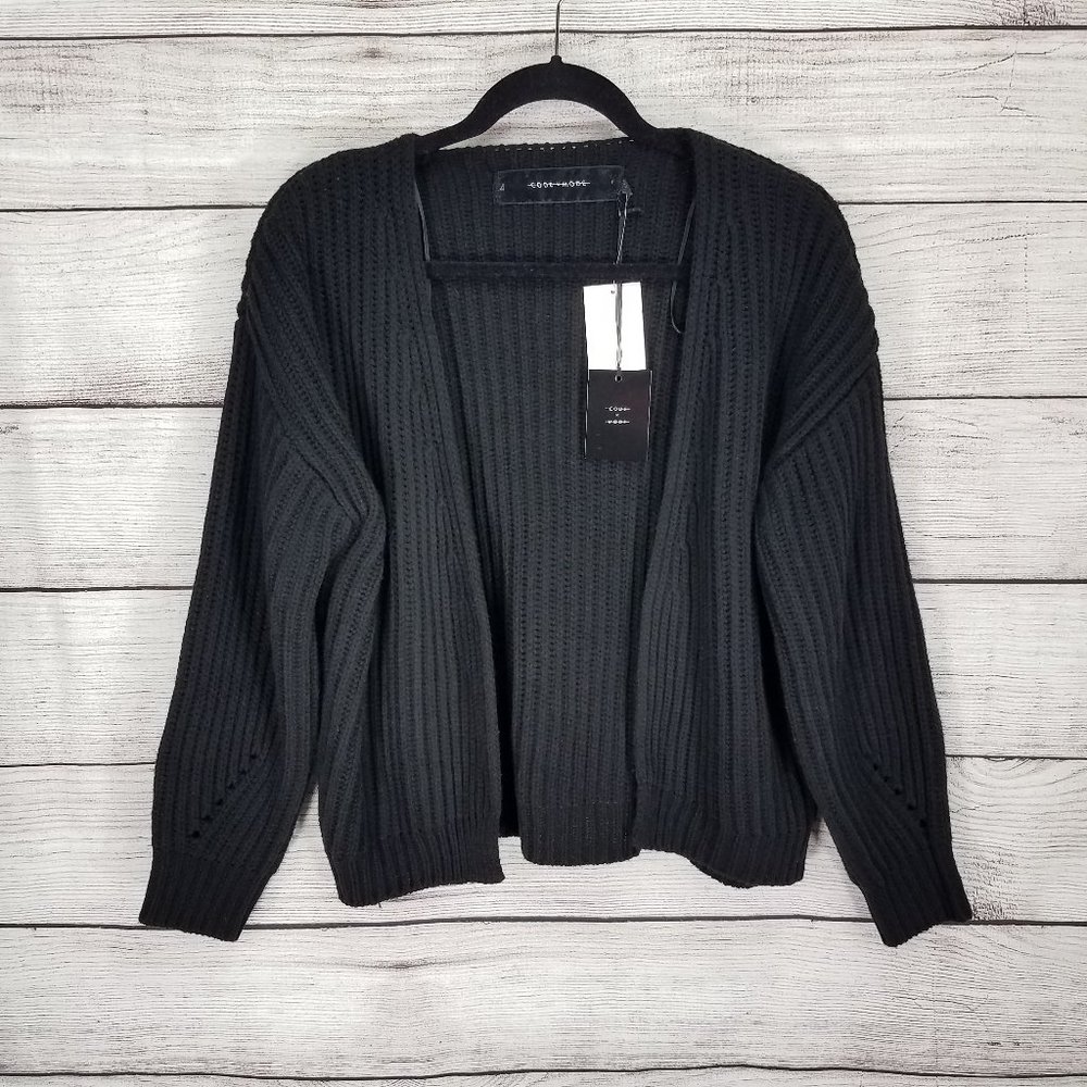 Code Mode NWT Nordstrom S Cardigan Sweater Open Front Black Casual Loungewear